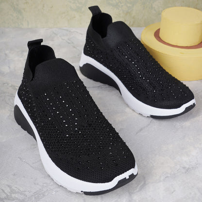Women Embellished Flyknit Lightweight Slip-On Sneakers