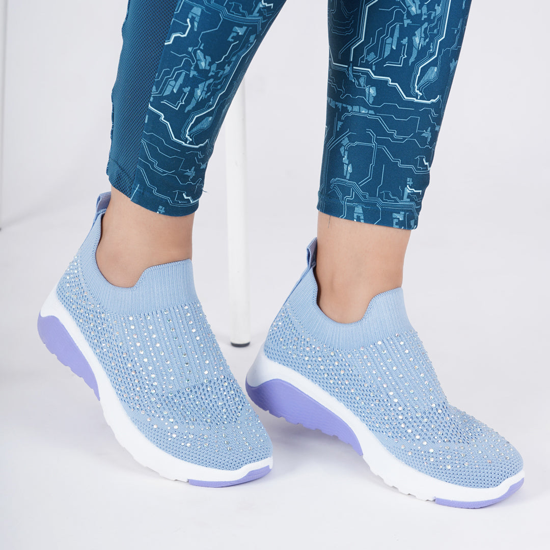 Women Embellished Flyknit Lightweight Slip-On Sneakers