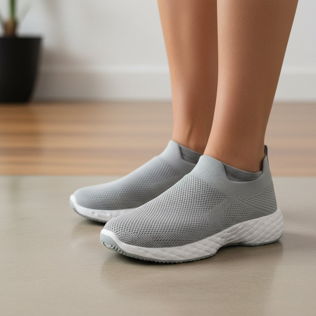 Women Woven Design Lightweight Slip On Sneakers