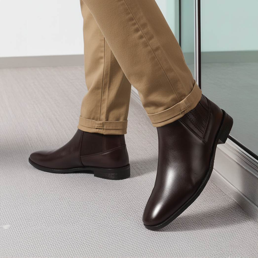 Elegant Classic Leather Ankle Boots for Men