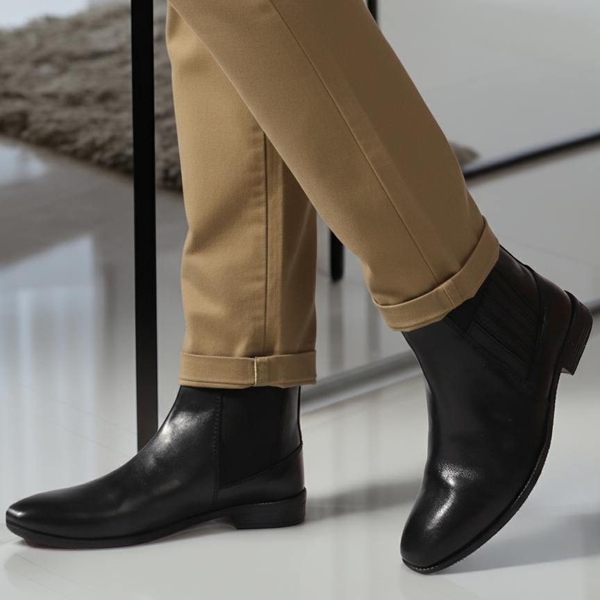 Elegant Classic Leather Ankle Boots for Men