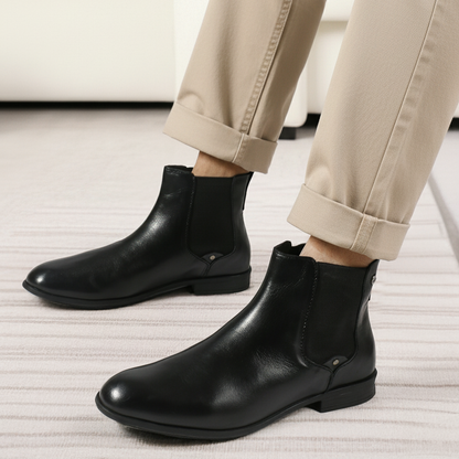 Elegant Classic Leather Ankle Chelsea Boots for Men