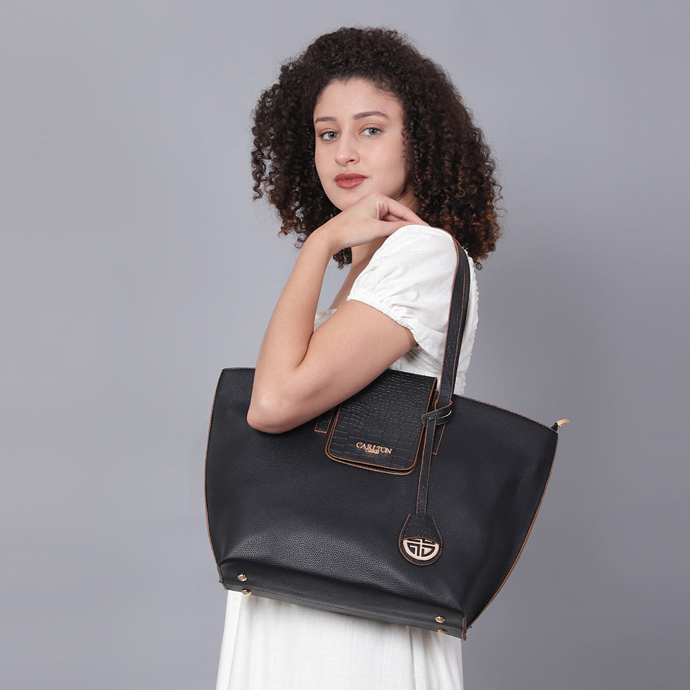 Women Structured Handheld Bag with Applique