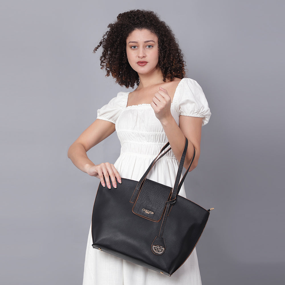 Women Structured Handheld Bag with Applique