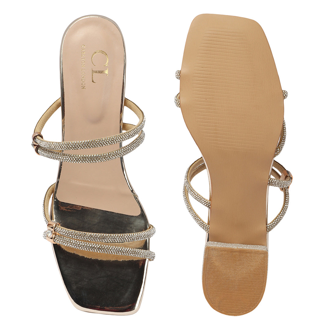 Women Embellished Party Block Sandals