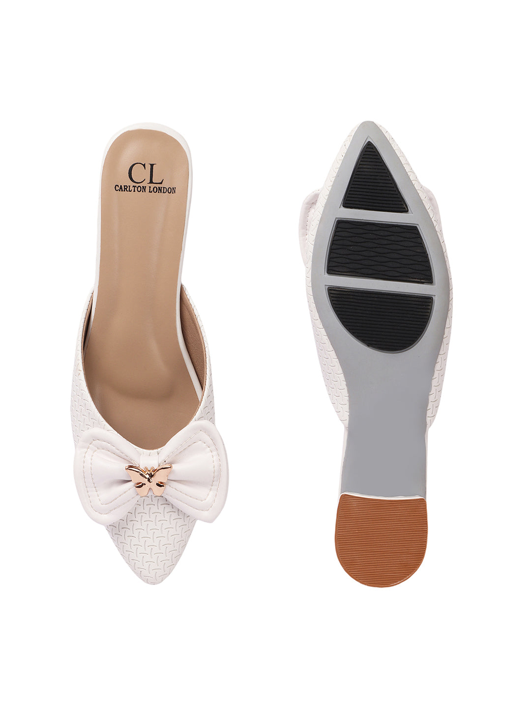 Elegant Textured Mules with Bow and Block Heel