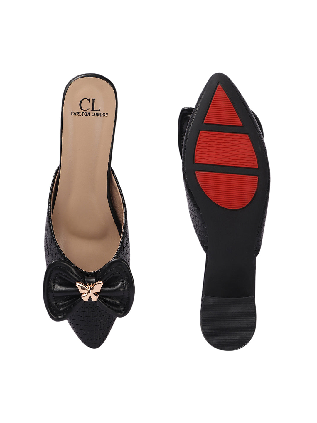Elegant Textured Mules with Bow and Block Heel
