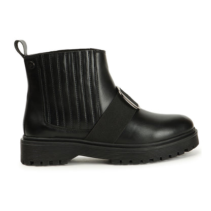 Women Casual Block-Heeled Chelsea Boots With Buckle Details