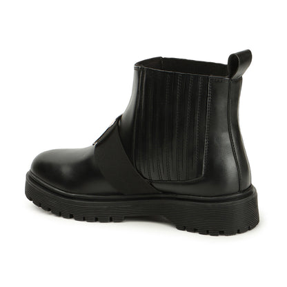 Women Casual Block-Heeled Chelsea Boots With Buckle Details