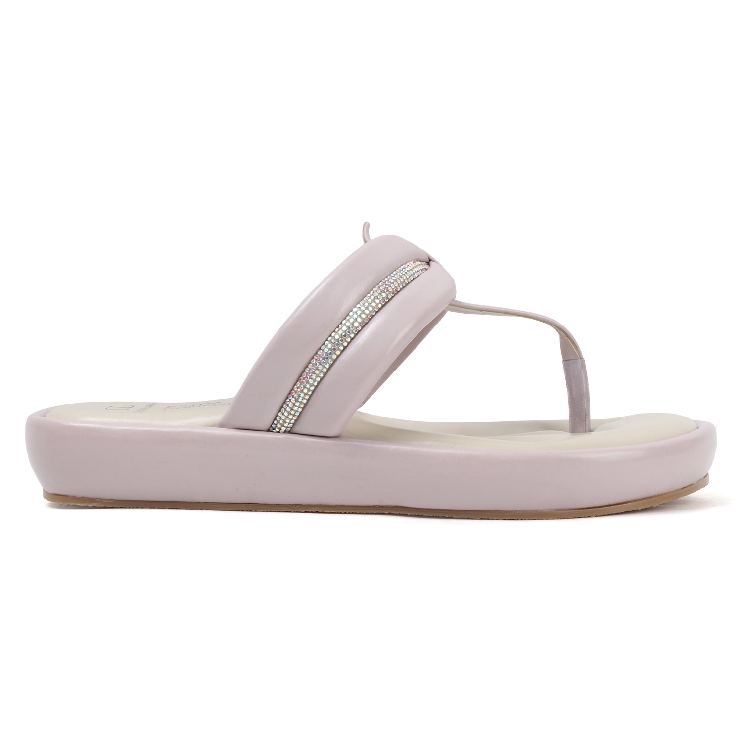 Women Flat Thong Sandals with Rhinestone Knot Detail