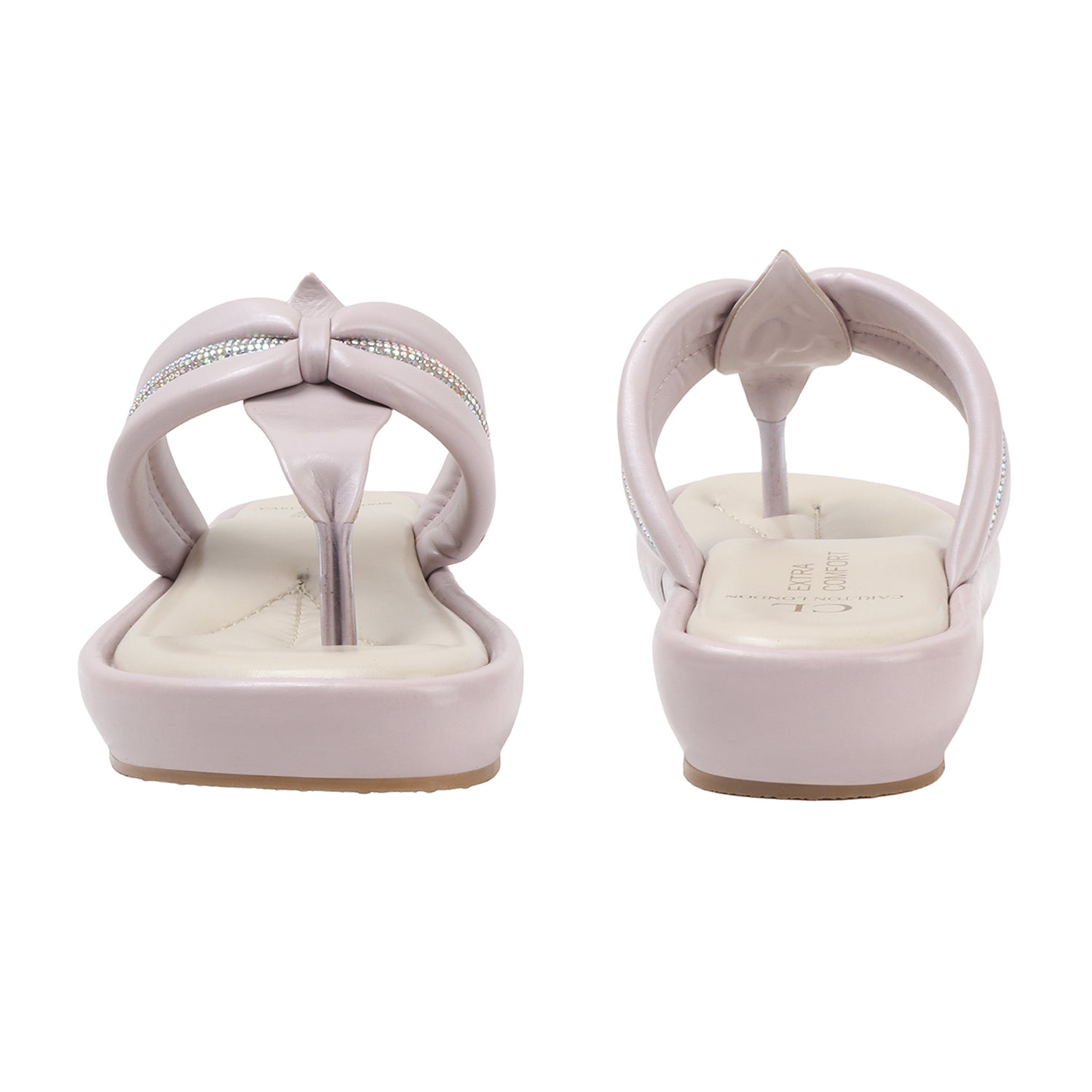 Women Flat Thong Sandals with Rhinestone Knot Detail