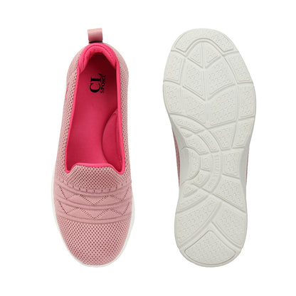 Women Textured Round Toe Flyknit Mesh Slip-On Sneakers
