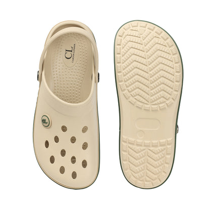Men Perforated Two Tone Slip On Clogs