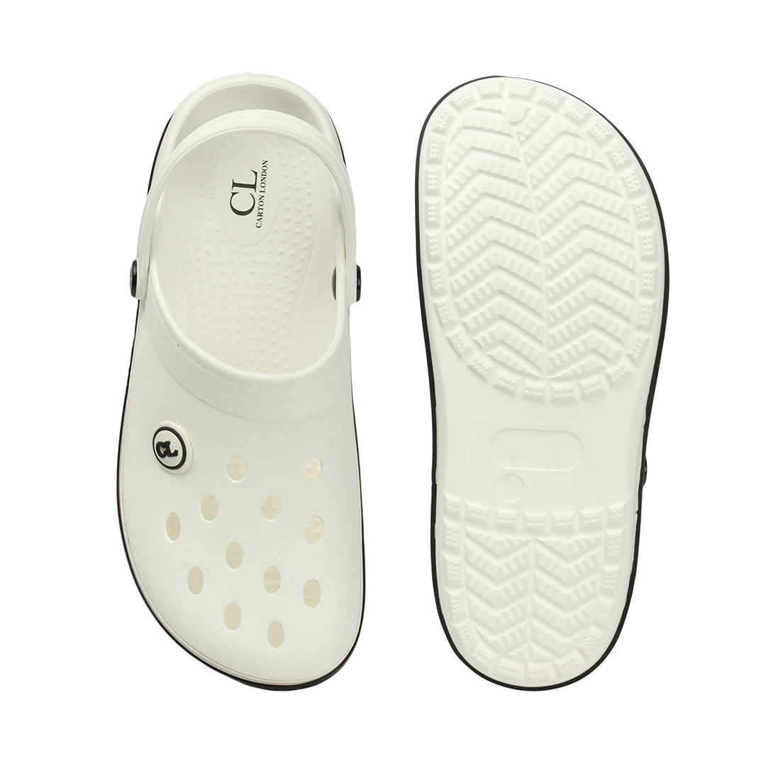 Men Perforated Two Tone Slip On Clogs