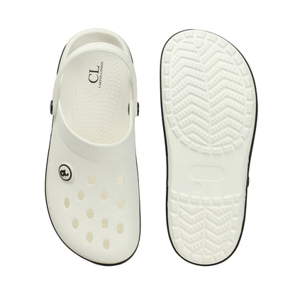 Men Perforated Two Tone Slip On Clogs