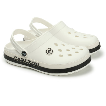 Men Perforated Two Tone Slip On Clogs