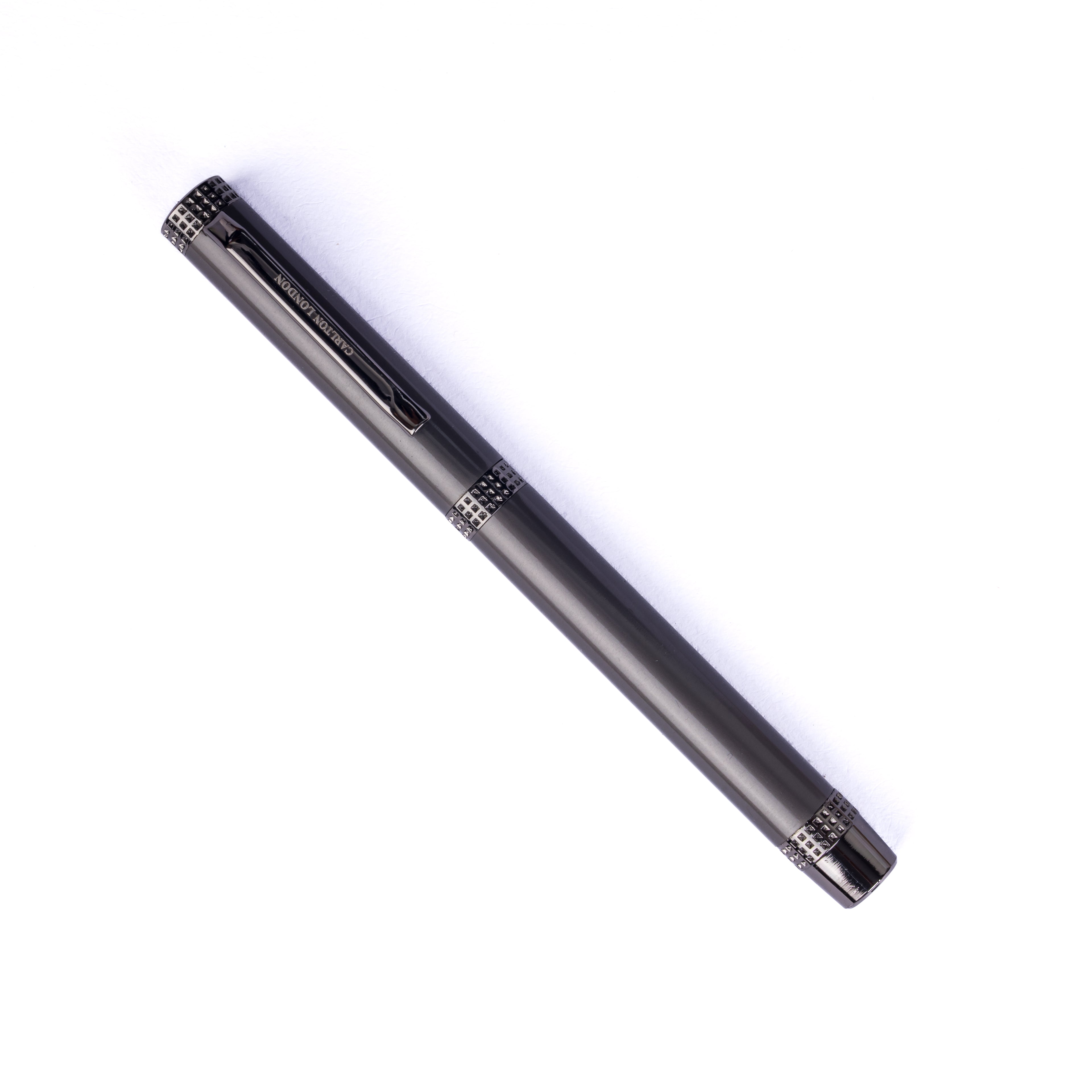 Carlton London Gunmetal Ballpoint Pen  Luxury Engraved Cap Pen with Metallic Finish  Smooth