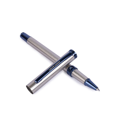 Carlton London Silver &amp; Blue Metallic Ball Pen  Premium Executive Writing Pen with Smooth Fine Tip