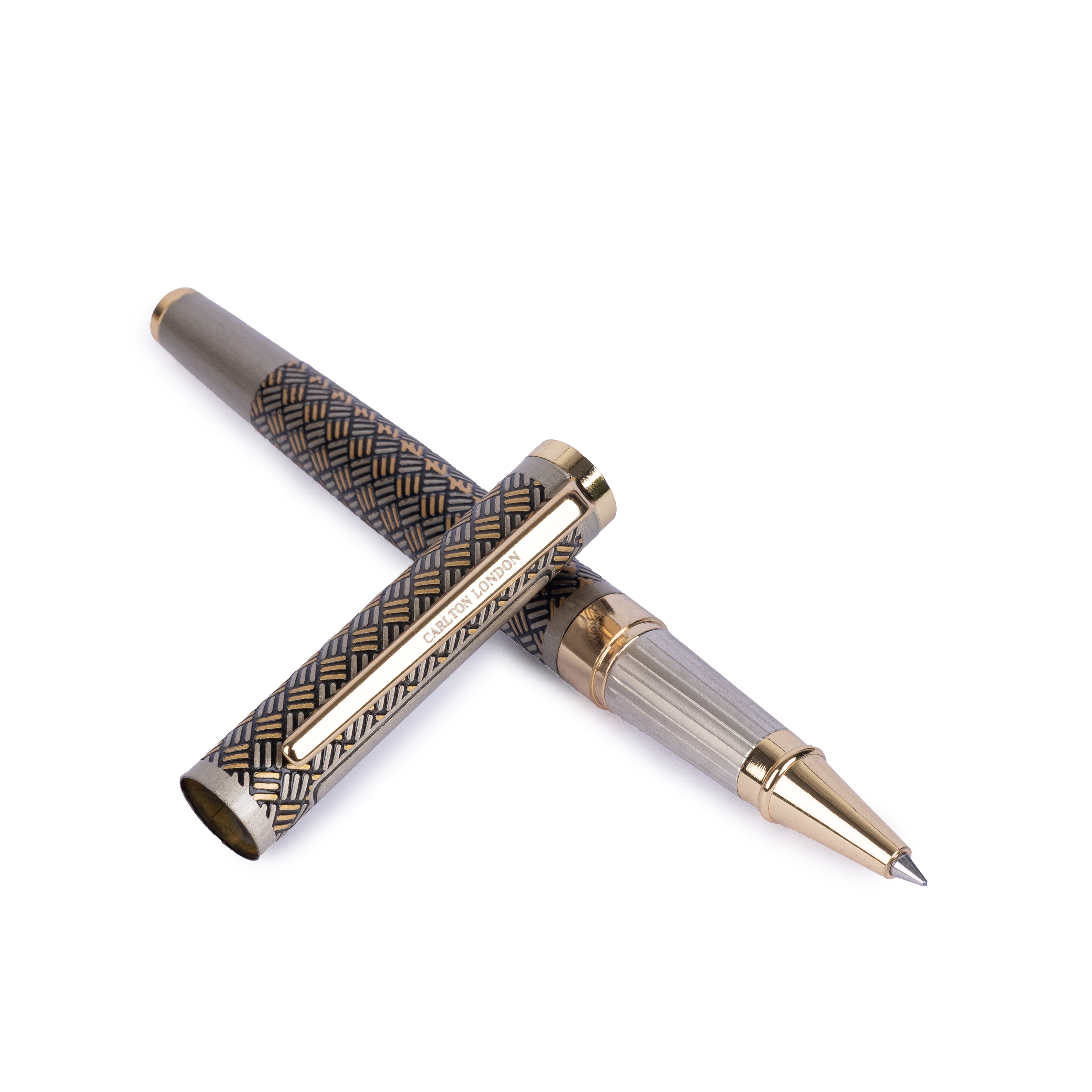 Carlton London Luxury Black &amp; Gold Designer Ball Pen  Elegant Executive Writing Pen