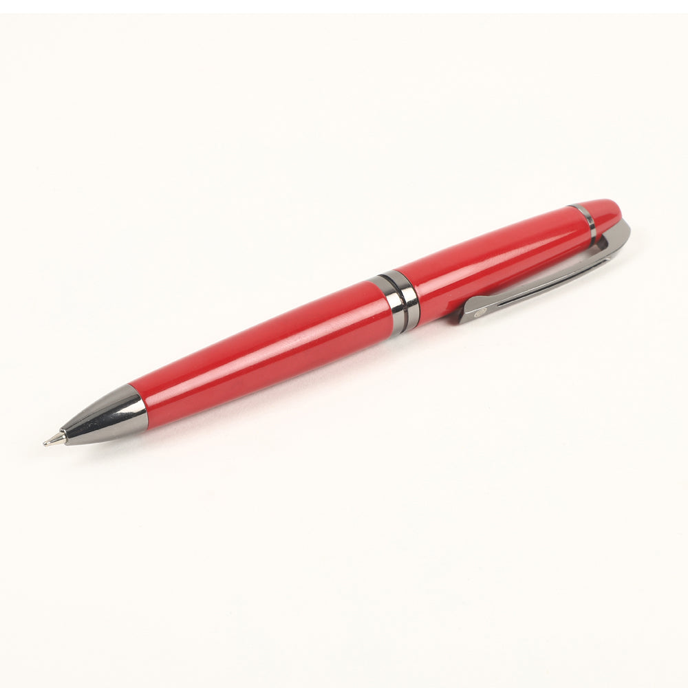 Carlton London Red Metal Twist Ball Pen for Unisex