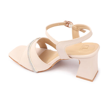 Women Embellished Block Heel Sandals with Buckles