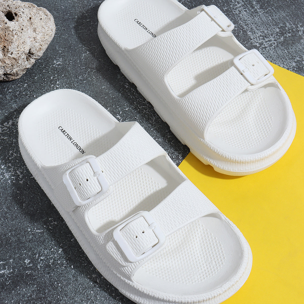 Men Textured Dual Strap Comfort Sliders