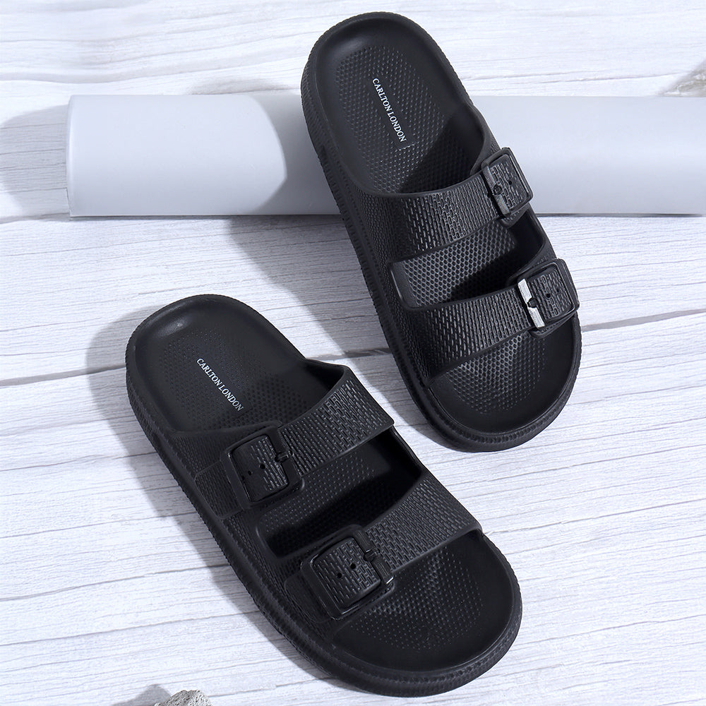 Men Textured Dual Strap Comfort Sliders