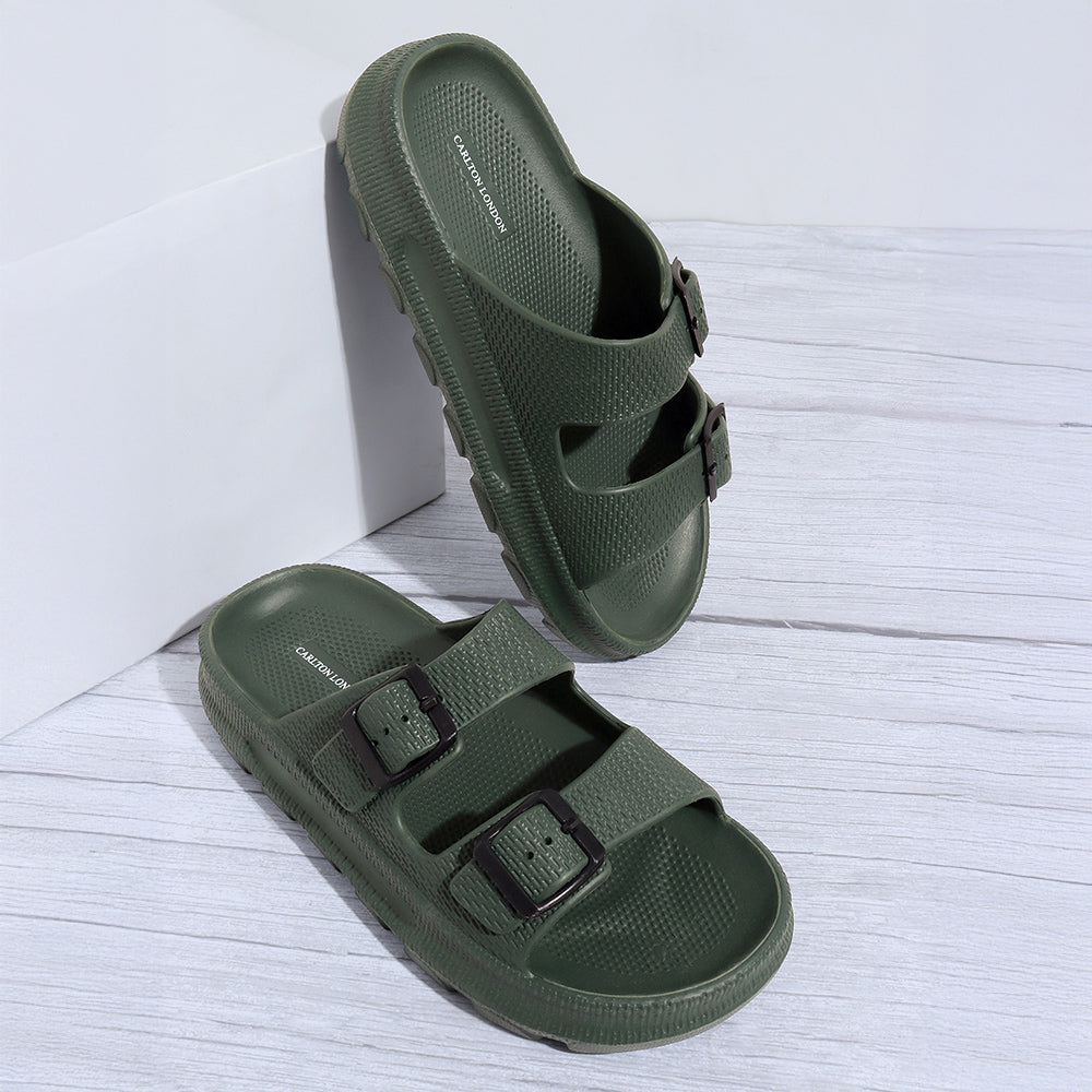 Men Textured Dual Strap Comfort Sliders