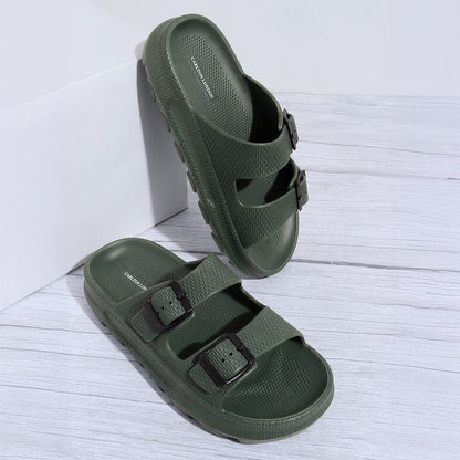Men Textured Dual Strap Comfort Sliders
