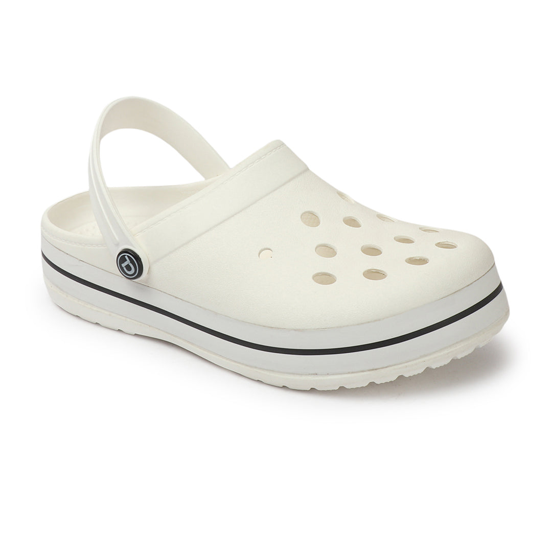 Men Striped Band Perforated Clogs