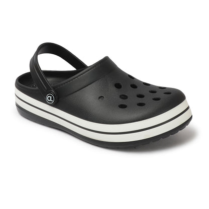 Men Striped Band Perforated Clogs