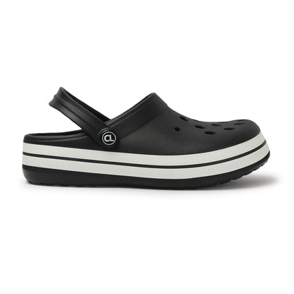 Men Striped Band Perforated Clogs