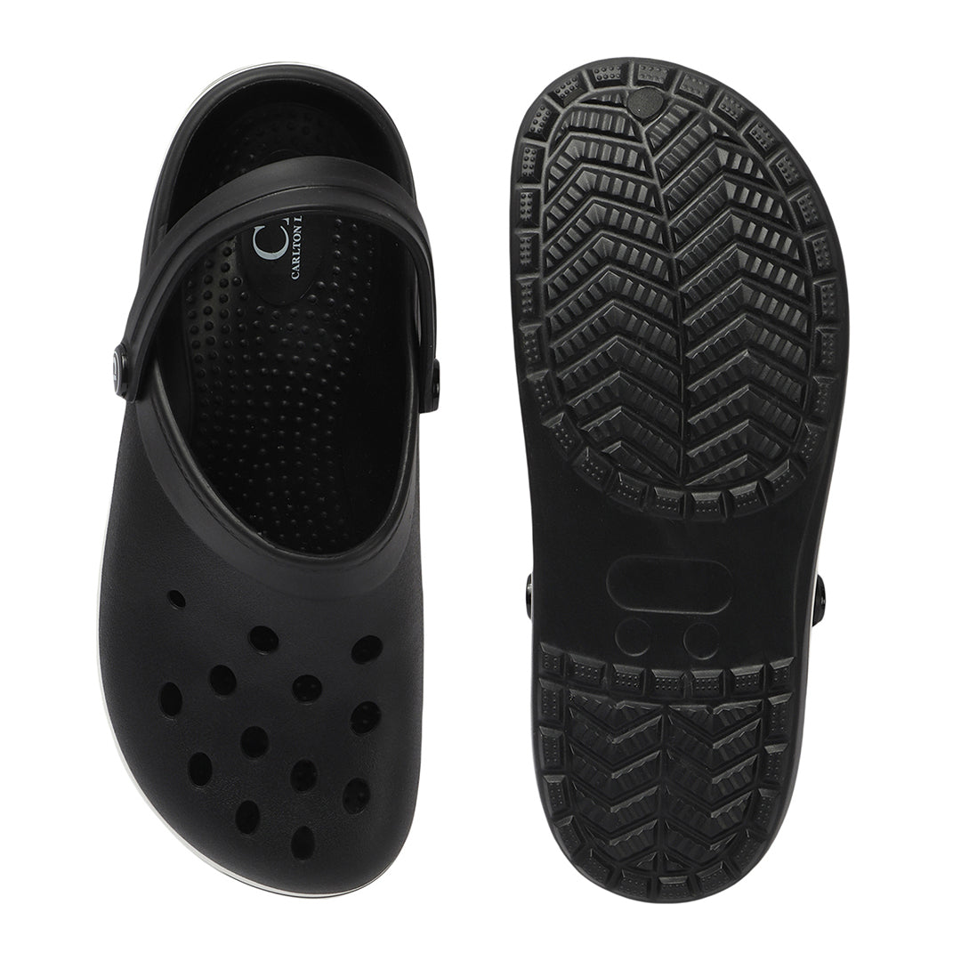 Men Striped Band Perforated Clogs