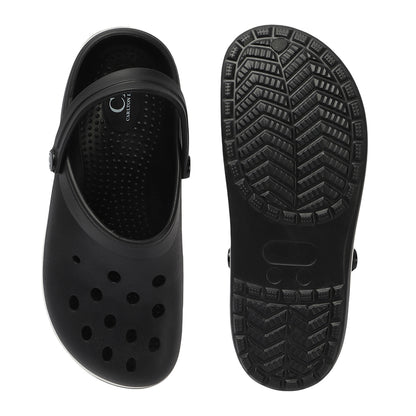 Men Striped Band Perforated Clogs