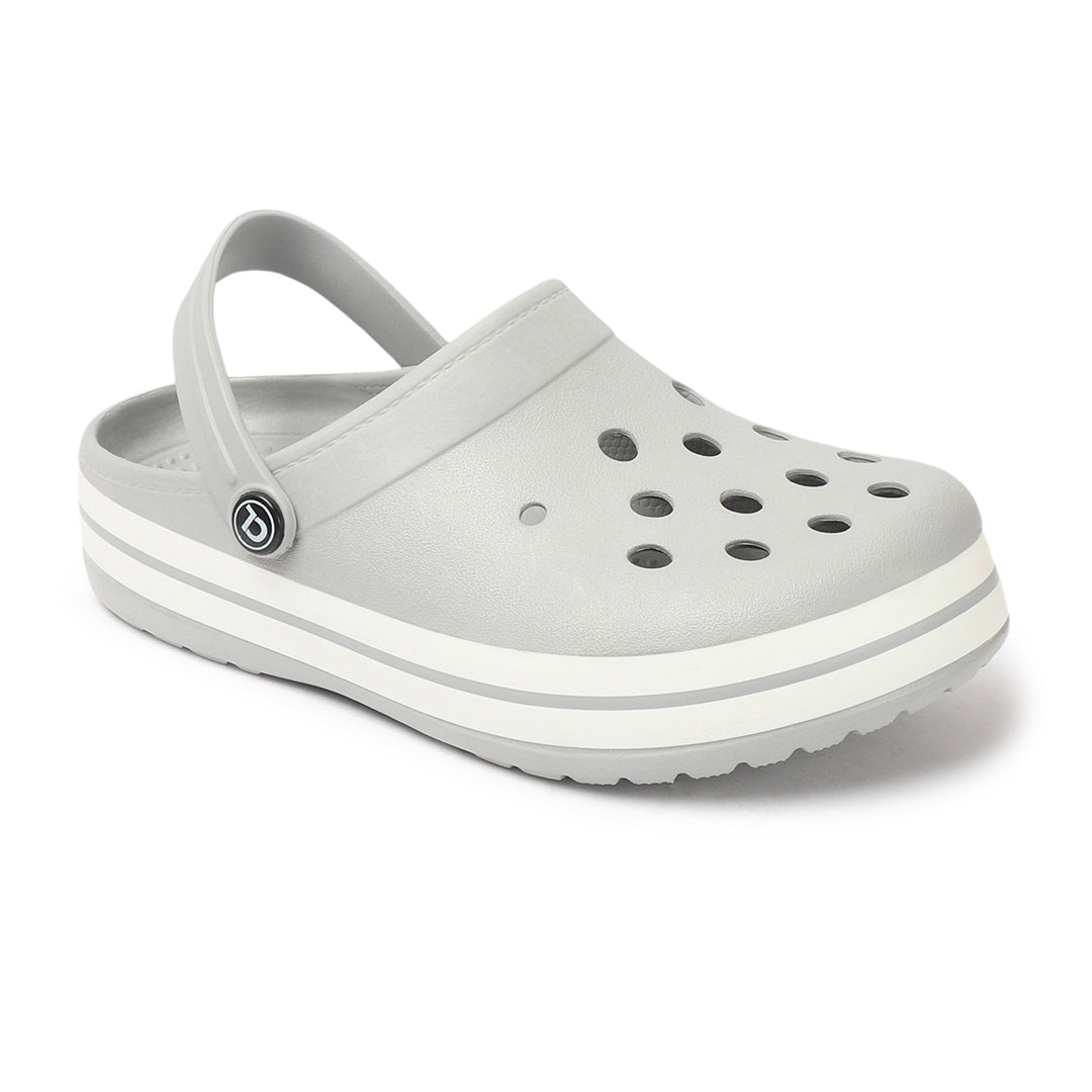 Men Striped Band Perforated Clogs