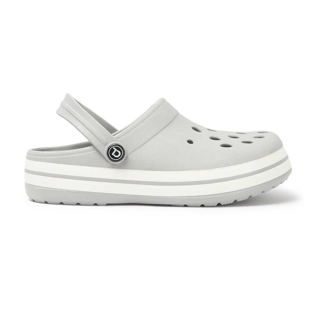 Men Striped Band Perforated Clogs