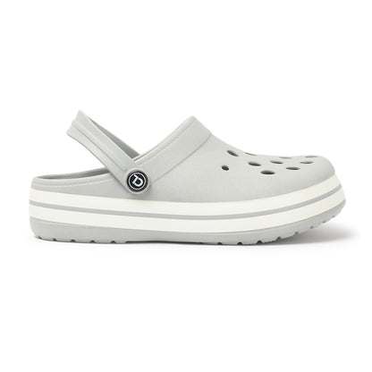 Men Striped Band Perforated Clogs