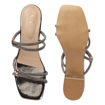 Women Embellished Party Block Sandals