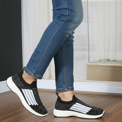 Women Woven Design Lightweight Slip On Sneakers