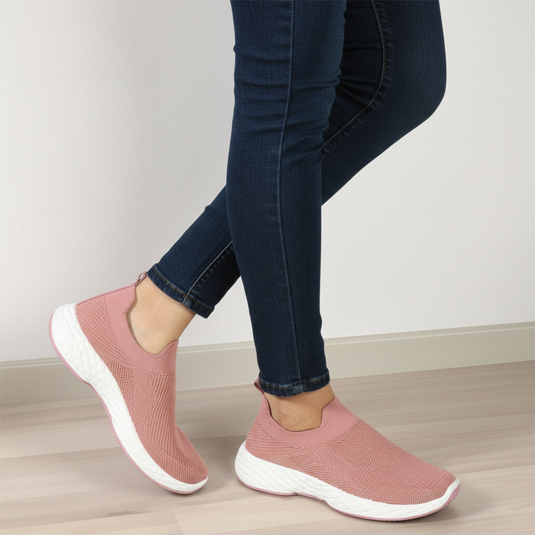 Women Woven Design Lightweight Slip On Sneakers
