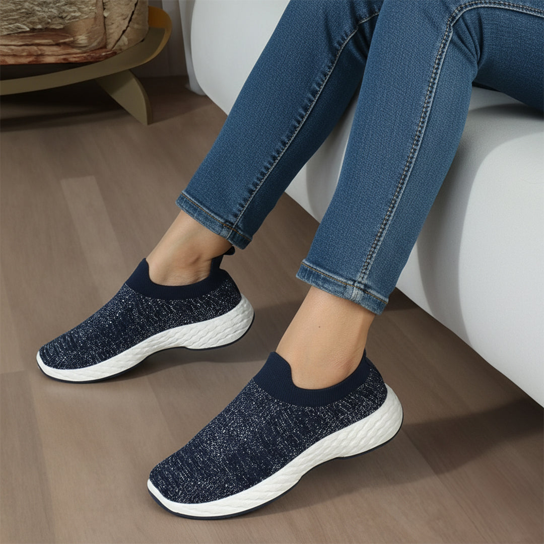 Women Woven Design Lightweight Slip On Sneakers