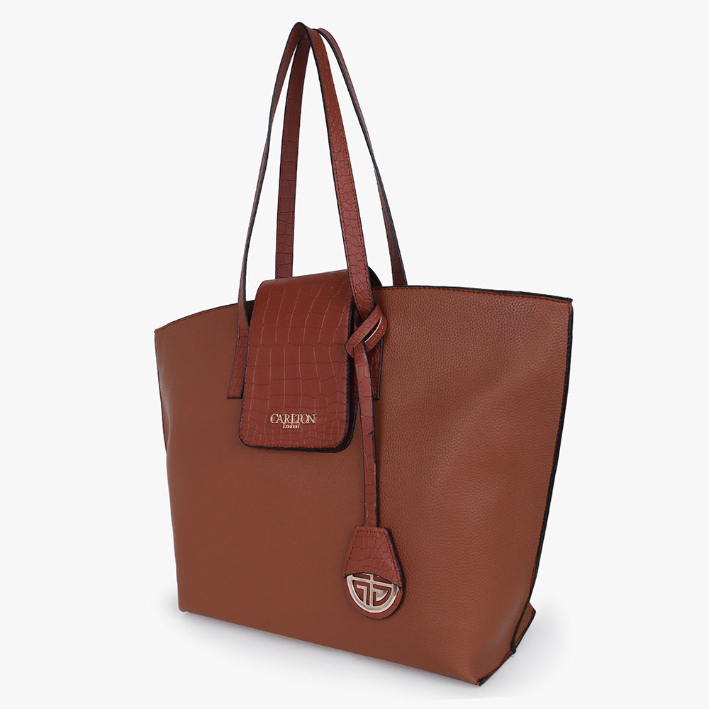 Women Structured Handheld Bag with Applique