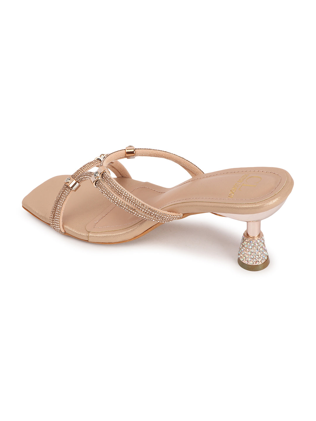 Women Square Toe Embellished Party Stiletto Sandals