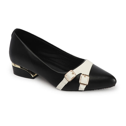 Women Pointed Toe Block Heel Pumps