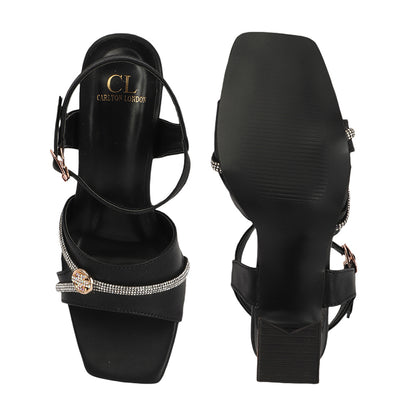 Women Embellished Block Heel Sandals with Buckles
