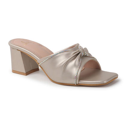 Lustrous Knot Strap Block Heel Women&