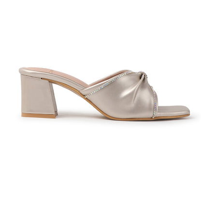 Lustrous Knot Strap Block Heel Women&