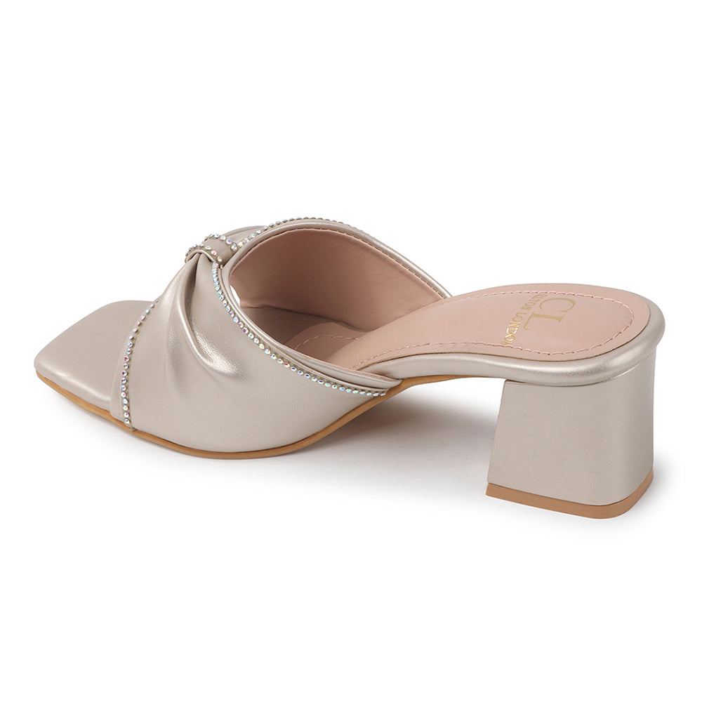 Lustrous Knot Strap Block Heel Women&