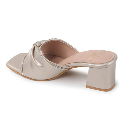 Lustrous Knot Strap Block Heel Women&