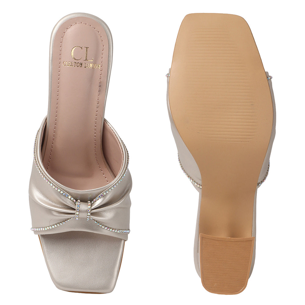Lustrous Knot Strap Block Heel Women&